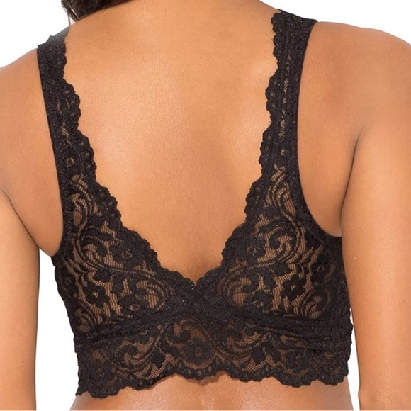 Black Deep V Lace Bralette Size Large - Picture 2 of 12